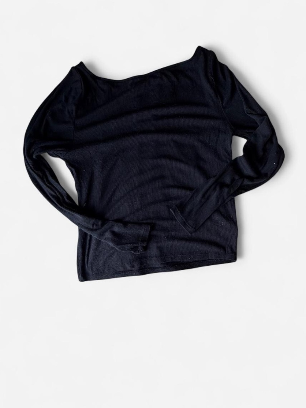 Black Long-Sleeve Women's Top - Classic Boat Neck